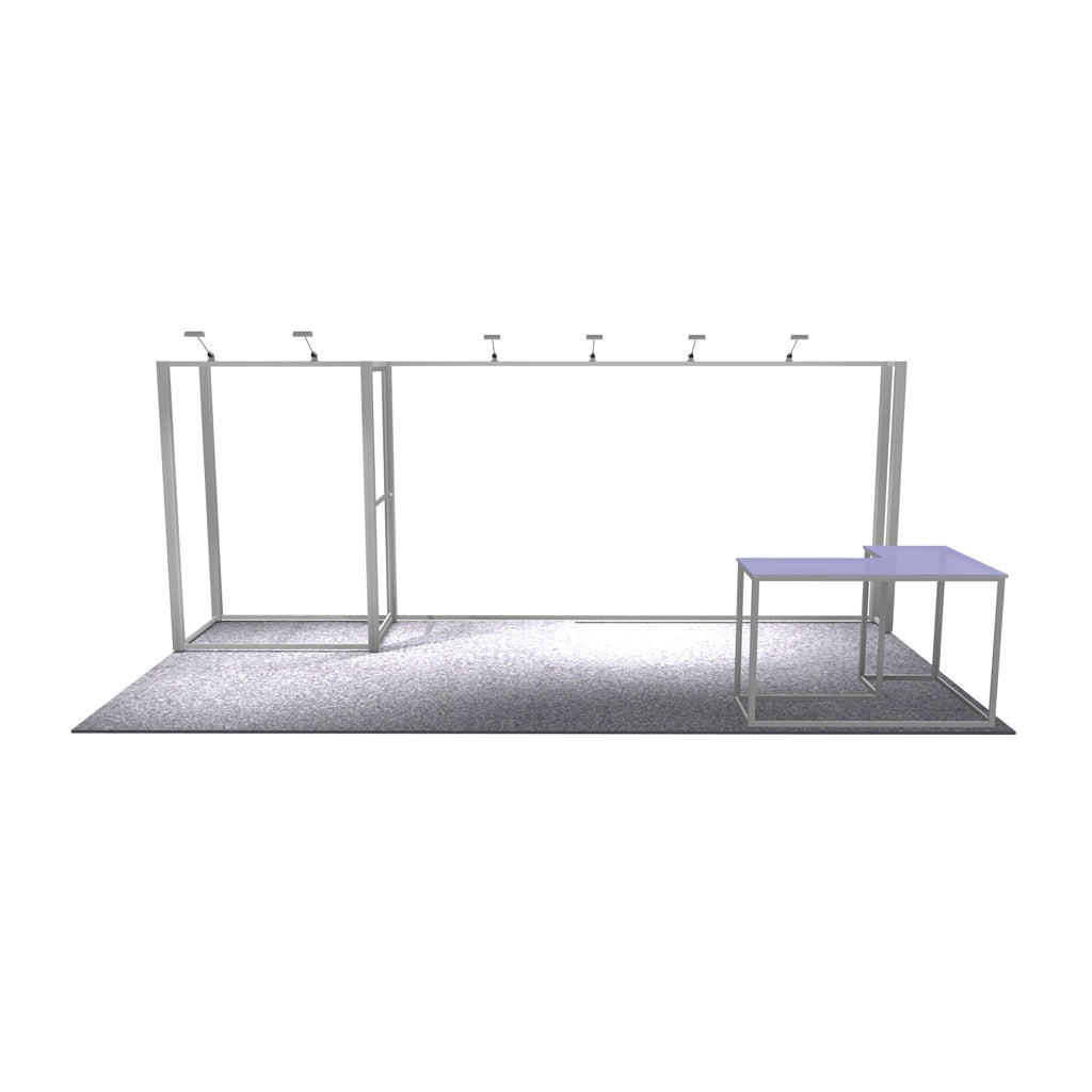 Inline booth display with hardware framework for Model 1412 by Artsoft Expo Solutions Inc., showcasing booth construction components.