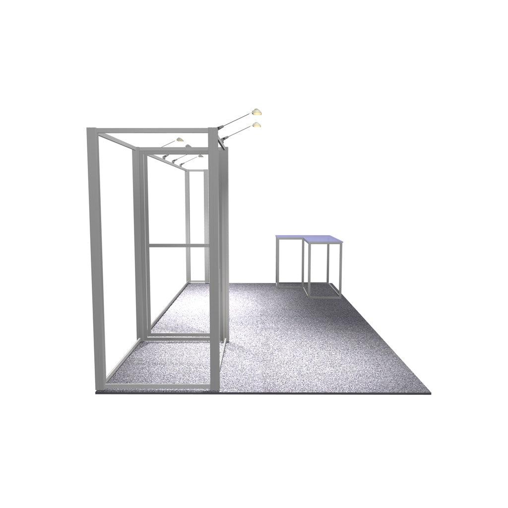 Inline booth hardware and frame for Model 1412 10x20 trade show display by Artsoft Expo Solutions Inc.