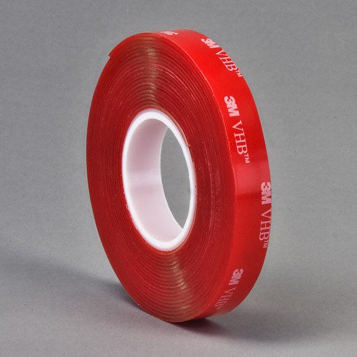 Clear 3M 4910 VHB acrylic tape by Artsoft Expo Solutions Inc., 36 yards long, with widths from 1/2 to 2 inches, shown in the image.