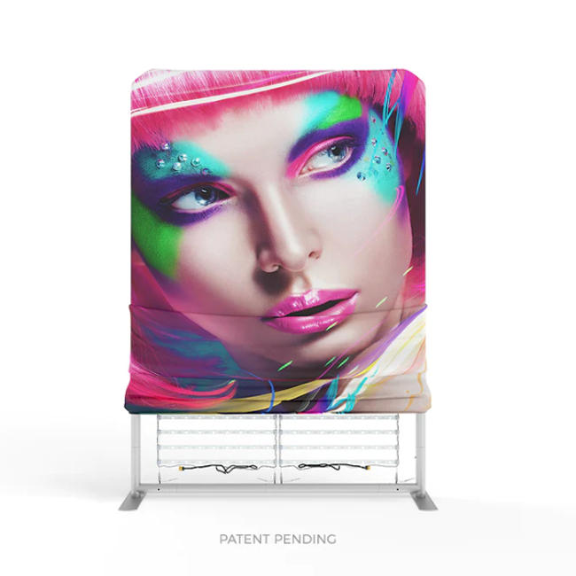 10-foot WaveLight LED backlit display by Artsoft Expo Solutions Inc. showcasing vibrant illuminated graphics and modern digital signage.