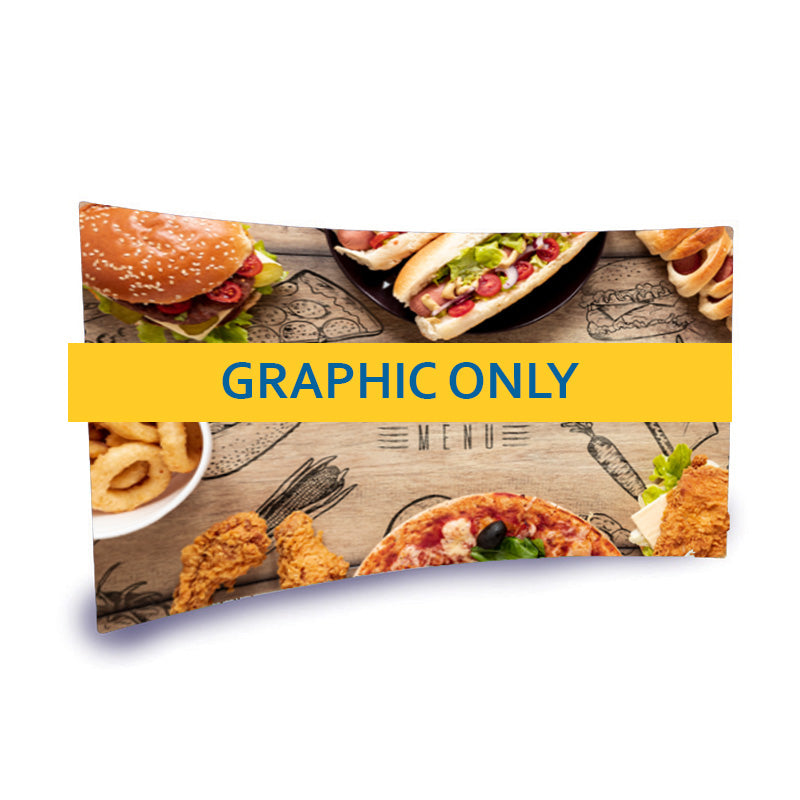20-foot curved fabric wall graphic by Artsoft Expo Solutions Inc. showcasing high-quality printed fabric display for trade shows.