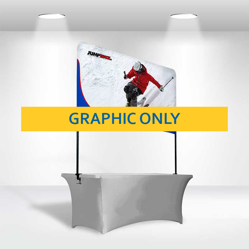Fabric wall flex graphic with straight clamp-on frame in medium size by Artsoft Expo Solutions Inc.