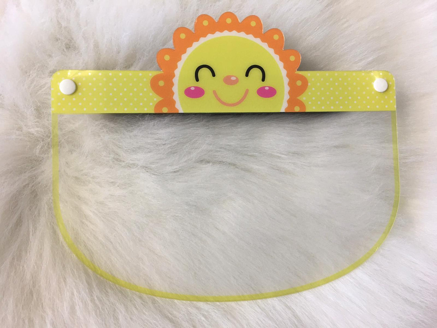 Kids face shield from Artsoft Expo Solutions Inc. Weather Collection, front view showing clear protective visor and adjustable head strap.