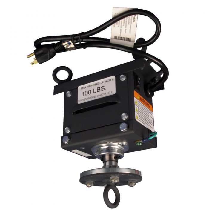 Artsoft Expo Solutions Inc. rotating motor with visible shaft and mounting components on a white background.