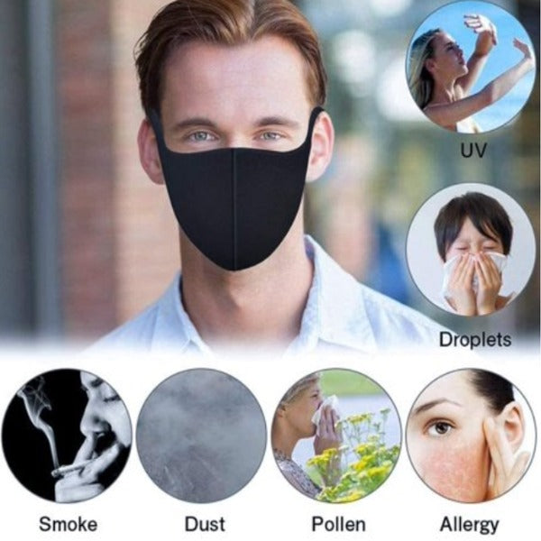Black ultra-thin cloth face mask by Artsoft Expo Solutions Inc. designed for non-medical use, lightweight and breathable.