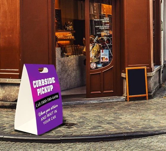 Portable side walk sign by Artsoft Expo Solutions Inc. with a sturdy frame and customizable sign board for outdoor advertising