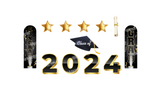 Graduation Sign Package – Class of 2024 - 47” Tall + Decors (Total 12 pcs) | Yard Sign Outdoor Lawn Decorations