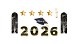 Graduation Sign Package – Class of 2024 - 47” Tall + Decors (Total 12 pcs) | Yard Sign Outdoor Lawn Decorations