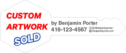 Custom Printed for Realtor | Real Estate Giant Key Cutout w Custom Name and contact info for Social Media and Photo Props | Made in Canada