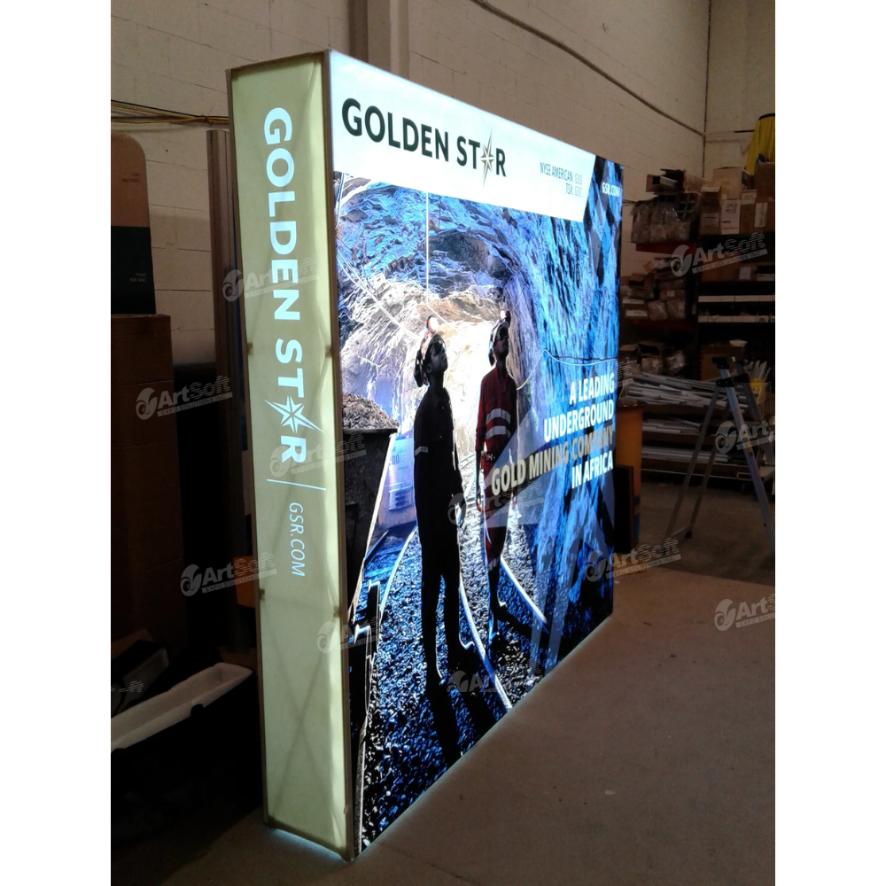 Frameless tension fabric lightbox display printed and assembled by Artsoft.