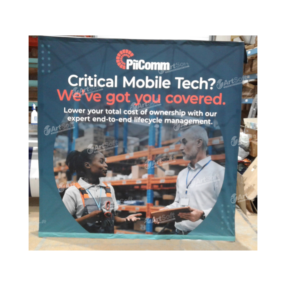 Promotional banner for PitComm with two people in a warehouse setting.