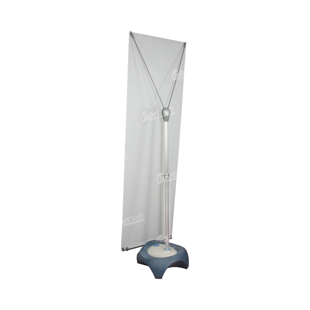 Blizzard outdoor banner stand by Artsoft Expo Solutions Inc. showcasing a sturdy, weather-resistant display with vibrant graphics.