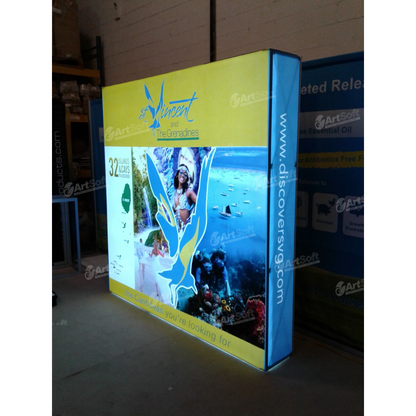 Custom illuminated SEG trade show booth created for an Artsoft partner.