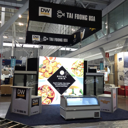 10ft wide x 10ft high Frameless tension fabric lightbox display printed and assembled by Artsoft.