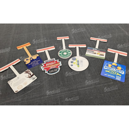 A 4x4 inch square shelf wobbler sign highlighting a retail promotion.