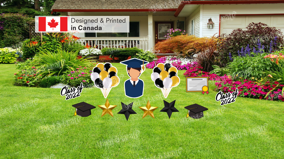 Graduation Sign + Decors (Total 12 pcs set) | Yard Sign Outdoor Lawn Decorations