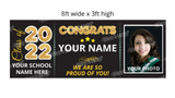Class of 2022 Sign Package – Hanging Banner 96" wide x 36" tall + Decors (Total 17pcs) |Yard Sign Outdoor Lawn Decorations