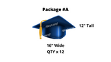 Graduation Hat Cap (Royal Blue) 12" Tall or 16" Tall (Total 6pcs or 12pcs) | Yard Sign Outdoor Lawn Decor | Happy Birthday Set