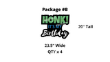 HONK! It's my Birthday Signs Green Glitter (Blue Text) Package – 14" or 20" Tall Decors (Total 4 or 9 or 13 pcs) | Yard Sign Outdoor Lawn Decorations