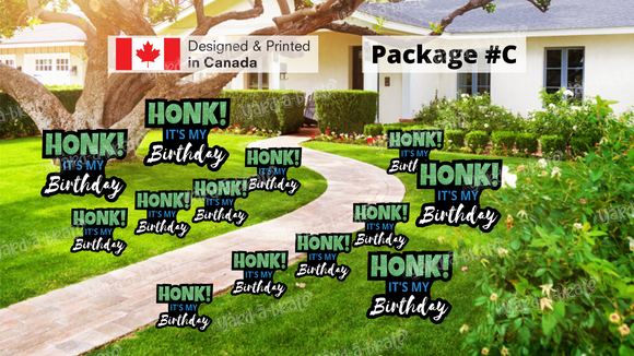 HONK! It's my Birthday Signs Green Glitter (Blue Text) Package – 14