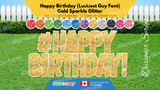 Happy Birthday (Sparkle Glitter) 24" Tall Individual Lettering (Luckiest Guy Font) with Hashtag Sign (Total 15 pcs) | Yard Sign Outdoor Lawn Decorations | Yardabrate Designer Series
