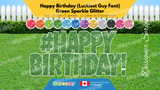 Happy Birthday (Sparkle Glitter) 24" Tall Individual Lettering (Luckiest Guy Font) with Hashtag Sign (Total 15 pcs) | Yard Sign Outdoor Lawn Decorations | Yardabrate Designer Series