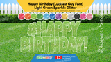 Happy Birthday (Sparkle Glitter) 24" Tall Individual Lettering (Luckiest Guy Font) with Hashtag Sign (Total 15 pcs) | Yard Sign Outdoor Lawn Decorations | Yardabrate Designer Series