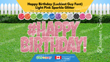 Happy Birthday (Sparkle Glitter) 24" Tall Individual Lettering (Luckiest Guy Font) with Hashtag Sign (Total 15 pcs) | Yard Sign Outdoor Lawn Decorations | Yardabrate Designer Series