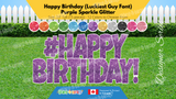 Happy Birthday (Sparkle Glitter) 24" Tall Individual Lettering (Luckiest Guy Font) with Hashtag Sign (Total 15 pcs) | Yard Sign Outdoor Lawn Decorations | Yardabrate Designer Series