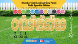 Number Set (Sparkle Glitter) 24" Tall Individual Lettering (Luckiest Guy Font) Total 19 pcs | Birthday Yard Sign (Y-0399)