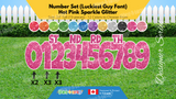 Number Set (Sparkle Glitter) 24" Tall Individual Lettering (Luckiest Guy Font) Total 19 pcs | Birthday Yard Sign (Y-0399)