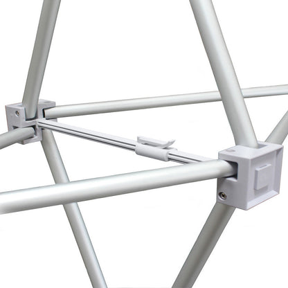 The bare lightweight aluminum frame structure of the 8ft tradeshow pop up display before the fabric is attached.