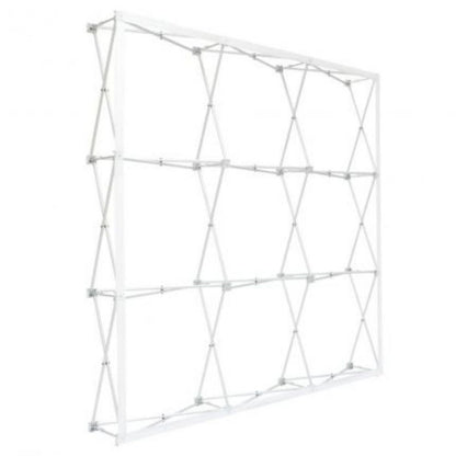 The bare lightweight aluminum frame structure of the 8ft tradeshow pop up display before the fabric is attached.