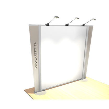 Angled view of Artsoft Expo Solutions Inc. modular wing kit accessories showing lightweight, adjustable wing components for display setups.