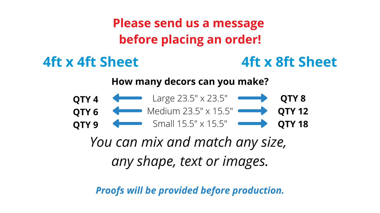 Custom Yard Sign Package - Personal or Business (4ft x 4ft sheet or 4ft x 8ft sheet)  | Yard Sign Decoration