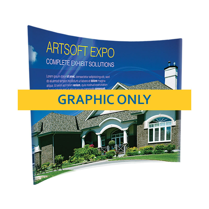 8-foot curved fabric wall graphic for display from Artsoft Expo Solutions Inc., showcasing vibrant printed fabric wall art.