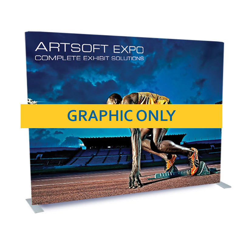 10-foot fabric wall graphic by Artsoft Expo Solutions Inc., displaying a straight, vibrant fabric graphic panel for exhibition displays.