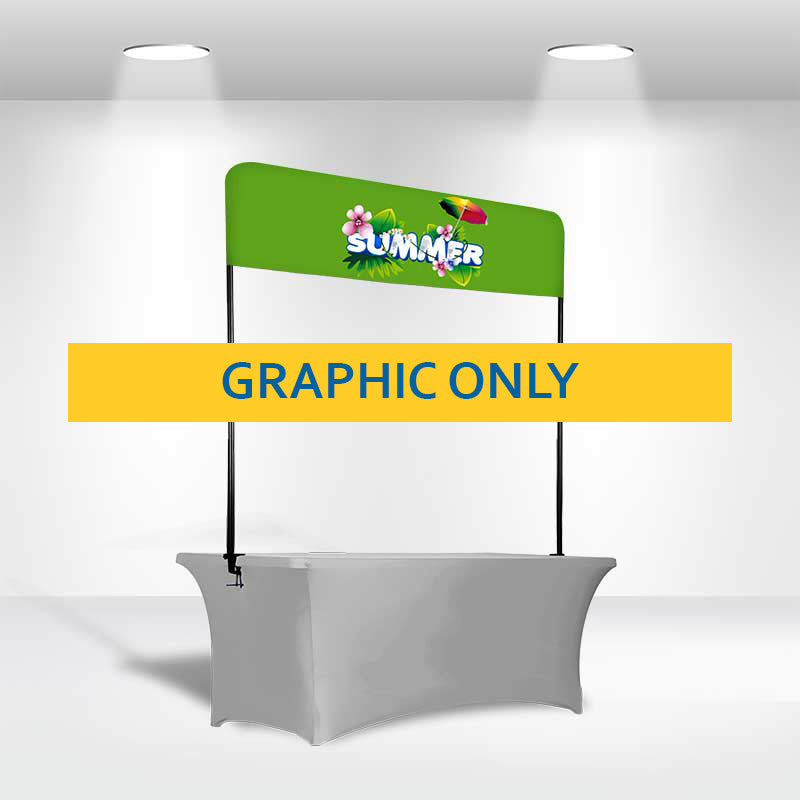 Fabric wall flex graphic by Artsoft Expo Solutions Inc. featuring a straight clamp-on frame and lightweight fabric display.