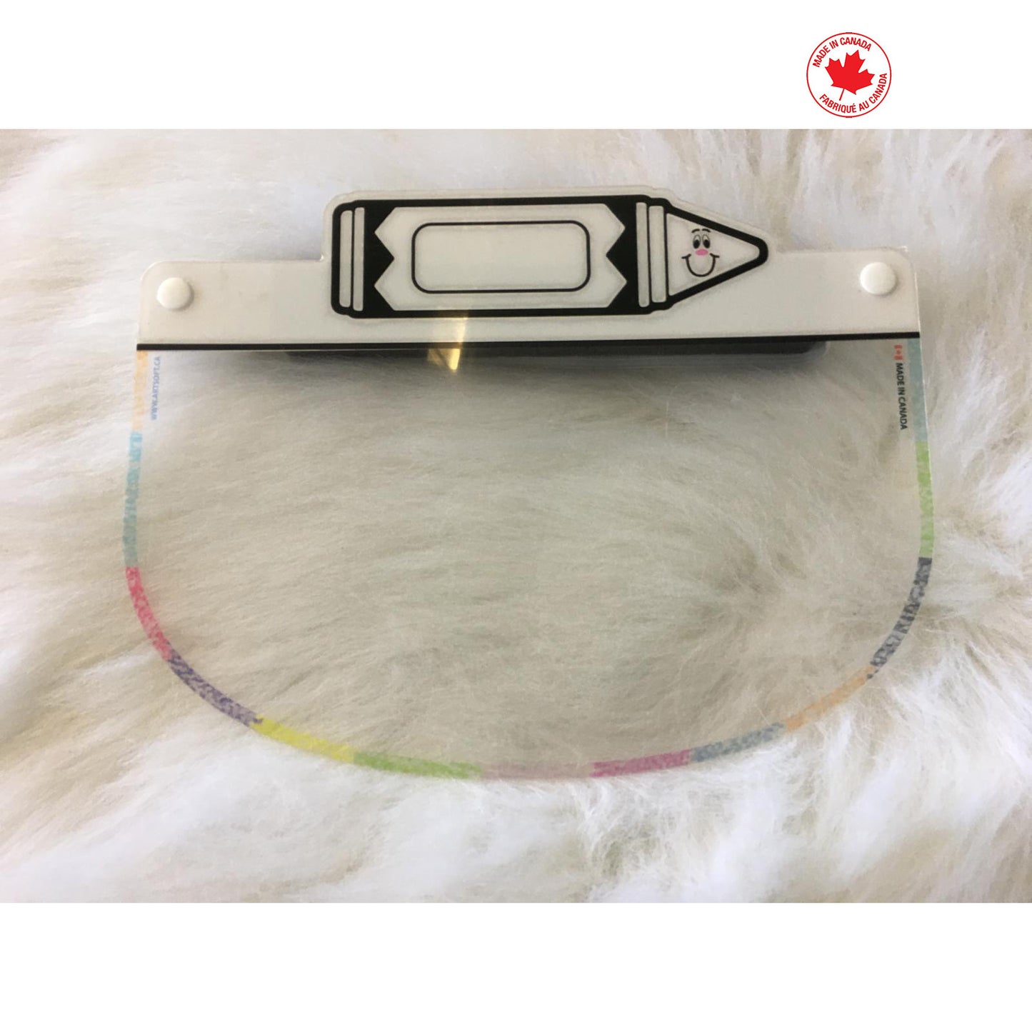 Kids face shield from DIY collection by Artsoft Expo Solutions Inc., featuring clear protective plastic and adjustable head strap.