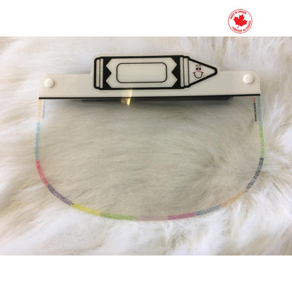 Kids face shield from DIY collection by Artsoft Expo Solutions Inc., featuring clear protective plastic and adjustable head strap.