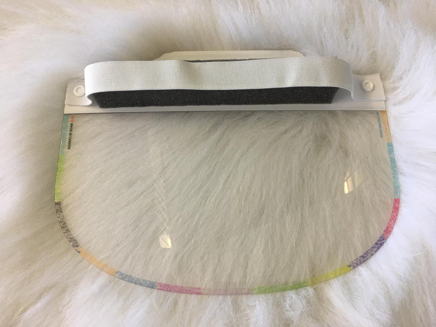 Kids face shield from Artsoft Expo Solutions DIY Collection, clear plastic shield with adjustable head strap for children.
