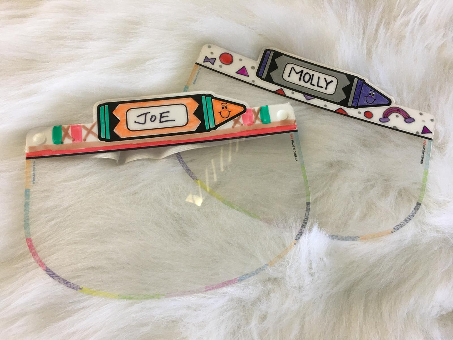 Kids face shield from Artsoft Expo Solutions DIY Collection, made in Canada, featuring a colorful design for children.