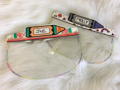 Kids face shield from Artsoft Expo Solutions DIY Collection, made in Canada, featuring a colorful design for children.