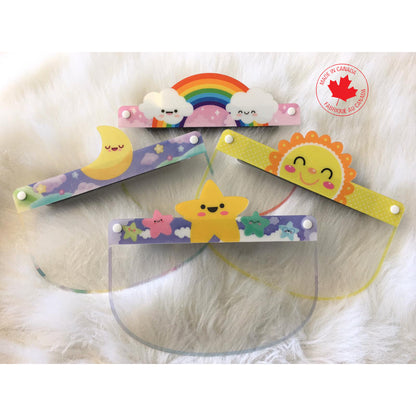 Kids face shield from Artsoft Expo Solutions Inc., Weather Collection, showing a clear protective shield designed for children.
