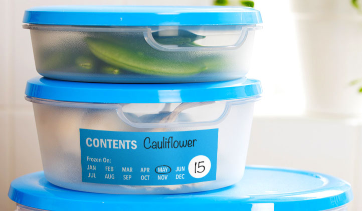 Artsoft Expo Solutions BOPP roll labels with rounded square design, ideal for freezer labeling applications.