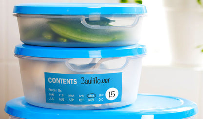 Artsoft Expo Solutions BOPP roll labels with rounded square design, ideal for freezer labeling applications.