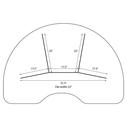 Half-circle kidney-shaped protective screen sneeze guard divider by Artsoft Expo, designed for safety and visibility.
