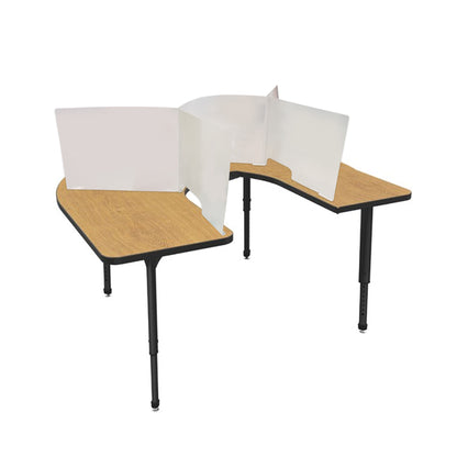 Horsehoe-style table divider from Artsoft Expo, protective screen with a front perspective showing its curved design.