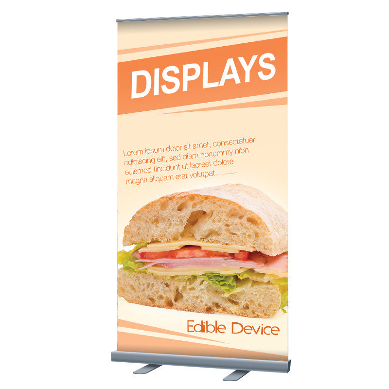 Artsoft Expo Solutions RB100 39-inch display stand with adjustable height and sturdy metal frame for trade shows and events.