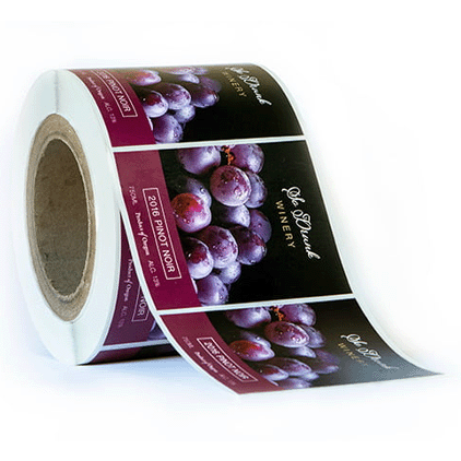 Icon of Artsoft Expo Solutions Inc. Poly roll labels in rounded rectangle and oval shapes, showing colorful label designs.